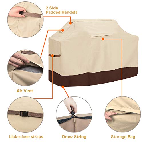 Vailge Grill Cover,58-inch Waterproof BBQ Cover,600D Heavy Duty Gas Grill Cover, UV & Dust & Rip & Fading Resistant,Suitable for Weber, Brinkmann, Char Broil Grills and More,Beige - Grill Parts America