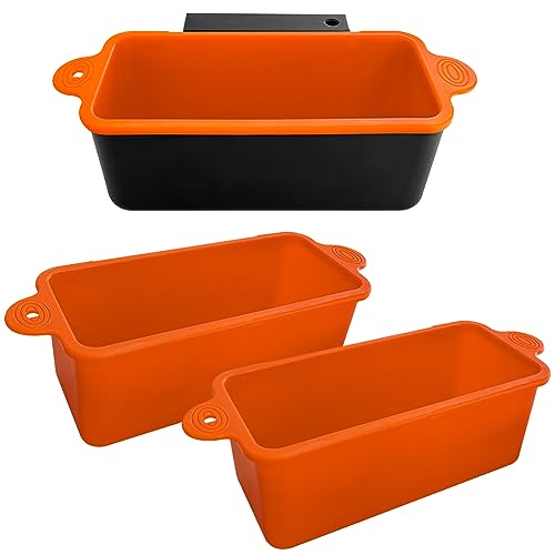 AKSDTH 2 Pack Blackstone Silicone Grease Cup Liners for 36 28 22 17 Inch Griddle, Reusable Grease Catcher Liner Grill Grease Tray Blackstone Accessories, Replacement of Aluminum Foil Drip Pans, Orange