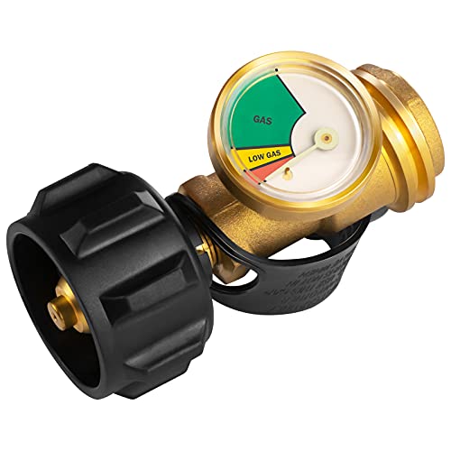 DOZYANT Propane Tank Gauge Level Indicator Leak Detector Gas Pressure Meter Universal for RV Camper, Cylinder, BBQ Gas Grill, Heater and More Appliances-Type 1 Connection - Grill Parts America