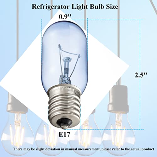 297048600 241552802 AP3770086 1056577 AH976993 EA976993 PS97699 Refrigerator Light Bulb Compatible with Frigidaire Kenmore Whirlpool KitchenAid Electrolux Refrigerators T8 E17 40Watt Light Bulb,2 pack - Grill Parts America