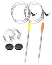 2 Pcs Meat Probe Thermometer Fit for Oklahoma Joe's Rider Z Grills Cuisinart Wood Pellet Gril Smoker Barbecue Rack, Meat Temp Probe for Smokers with Temperature Probe Clip and Probe Grommet - Grill Parts America