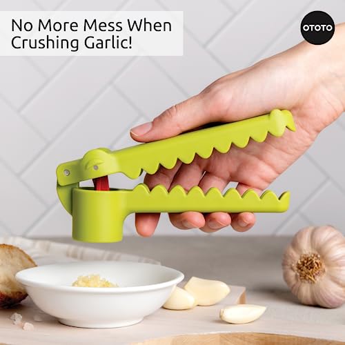 NEW!!! Garligator Garlic Press by OTOTO - Garlic Mincer Tool - Funny Gifts - Alligator Garlic Press - Garlic Crusher Press with Ergonomic Handle - Ototo Design Cute Kitchen Gadgets Kitchen Accessories - Grill Parts America