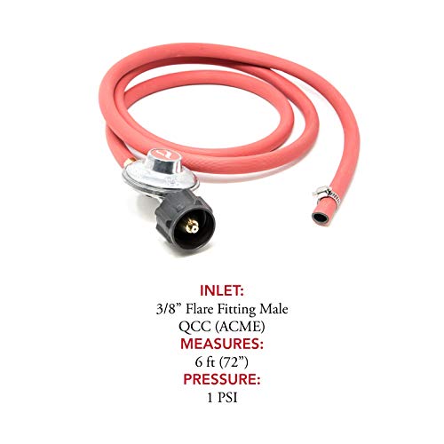 Gas One 2102 New Improved 6 ft Low Pressure Propane Regulator and Hose Connection Kit for LP/LPG Most LP/LPG Gas Grill, Heater and Fire Pit Table,Brown/A - Grill Parts America