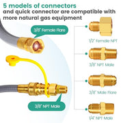 5369 Propane to Natural Gas Conversion Kit, For Weber, Fire Pit,CharBroil, Blackstone 28" &36 ",Nexgrill,Generator, Pizza Oven, Patio Heater,etc.12FT 3/8" ID Natural Gas Hose with Quick Connect - Grill Parts America