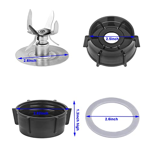6 Point Ice Crushing Blade For Oster and Osterizer Blender Replacement Parts With Jar Base Cap And 2 Pcs O Ring Seal Gasket Accessory Refresh Kit - Kitchen Parts America