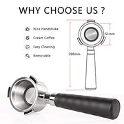 51 mm coffee strainer with filter basket and wooden handle, replacement compatible with Delonghi EC680 EC685 coffee machines + magnetic espresso funnel for strainer, dispensing ring 51 mm - Kitchen Parts America