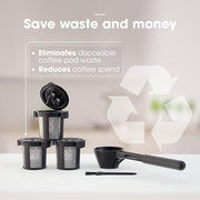 3 Ninja K Cup Reusable Pod for Ninja Dual Brew Pro Coffee Maker by PureHQ - Includes Scoop Funnel - Leak-Free, Easy Fill - Permanent Ninja Coffee Filter Pods for DualBrew CFP201 CFP301 CFP307 CFP451CO - Grill Parts America