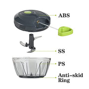 Manual Food Chopper Vegetable Cutter, Chopper Hand String Vegetable Chopper Onions Cutter for Vegetable Fruits Nuts Durable BPA Free Food Safe Material (2 Cup-Gray) - Kitchen Parts America