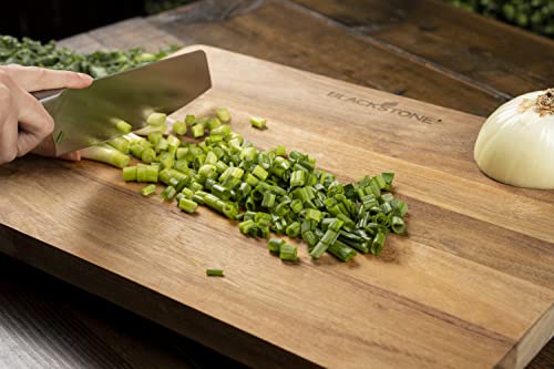 BLACKSTONE 5595 Solid Acacia Wood Griddle Cutting Board with Feet (17 x 12”)- Large and Lightweight, Premium Durable Quality to Chop Vegetables for Indoor, Outdoor, Kitchen, Easy to Clean (Rectangle) - Grill Parts America
