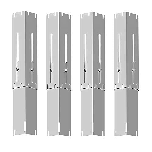 BBQ funland Universal Grill Replacement Parts Stainless Steel Heat Plate Shield, Heat Tent, Flavorizer Bar, Burner Cover, Flame Tamer for Gas Grill, Extends from 11.75" up to 21" L (4-Pack) - Grill Parts America