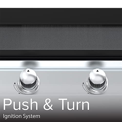 Nexgrill Outdoor Premium Cooking griddle grill 2 Burner Tabletop Griddle, Cast Iron Griddle Top, Flat Top for Camping, Outdoor, Stainless Steel Griddle with Knobs, Black - Grill Parts America