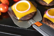 Blackstone 5294 Foldable 2 Piece Hamburger Spatula Flipper and 1 BBQ Tong-Flex Fold Model Stainless Steel-Easy to Carry and Clean Griddle Accessories Tool Set, Black, Orange - Grill Parts America