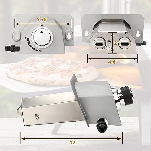 Utheer Gas Burner for Ooni Karu 12 Pizza Oven,Gas Burner Attachment Replace for Ooni Fyra 12, for Uuni 2S Accessories Gas Converter, Replacement Parts fits Bighorn Outdoors Pizza Oven - Grill Parts America