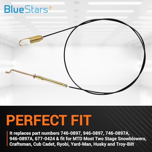 BlueStars 946-0897 Snow Blower Auger Clutch Cable - for MTD Craftsman Yard Man Troy-Bilt MTD Built 2-Stage Snowblowers Snow Thrower - Replaces 746-0897 746-0897A 946-0897A 677-0424 290-653 - Grill Parts America