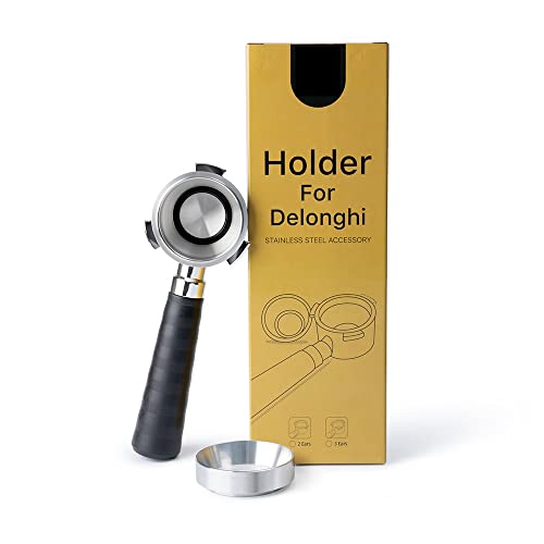 51 mm coffee strainer with filter basket and wooden handle, replacement compatible with Delonghi EC680 EC685 coffee machines + magnetic espresso funnel for strainer, dispensing ring 51 mm - Kitchen Parts America