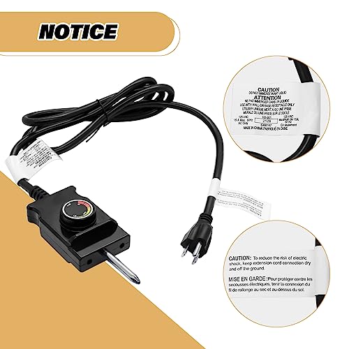 Adjustable Thermostat Controller Probe Cord for Masterbuilt Analog Electric Smokers, Thermostat Control with Power Cord Replacement Parts for Most Electric Smoker and Grills Heating Element - Grill Parts America