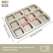 Beasea 12 Cavity Nonstick Muffin Pan Golden Brownie Pan - Kitchen Parts America