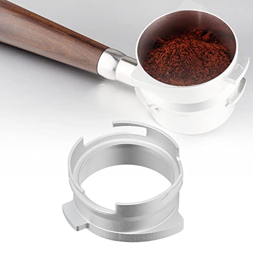 Natudeco 54mm Coffee Portafilter,Rotatable Coffee Powder Part Hands Free Dosing Funnel Aluminum Alloy Funnel for Espresso Coffee Maker Hand Ground Coffee Machine(Silver) - Kitchen Parts America