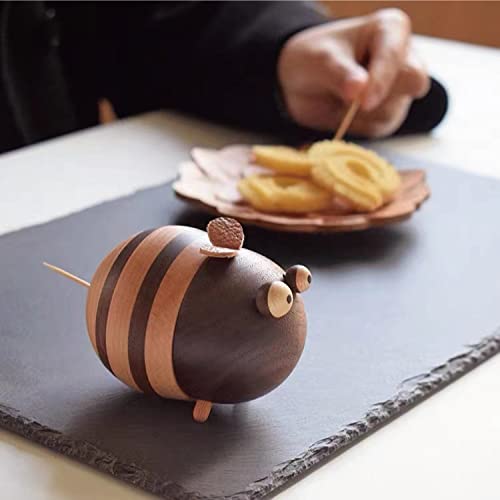 Toothpicks Holder Dispenser Wooden Gifts Bee Decor Cute Gifts Home Office Desk Decor Accessories Birthday Gifts for Mom for Friends Holds Toothpicks 150 Pcs - Grill Parts America