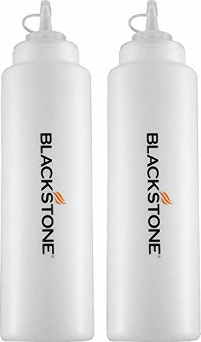 Blackstone 5071 Premium Leak-Free 32 oz Large Set of 2 Durable Clear Food Dispenser Squeeze Squirt Bottle Griddle Accessory with Cap for Sauces, Oil, Condiments,Salad Dressings, Water - Grill Parts America
