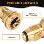 Old Propane Tank Regulator Adapter POL to QCC1 Propane Tank Adapter Old Style Propane Thread to New Adapter for 100 lb Propane Tank Converts POL LP Tank Service Valve to QCC1/Type1 New Connection Type - Grill Parts America