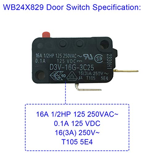 LONYE WB24X829 D3V-16G-3C25 Secondary Door Switch Fit for GE Microwave 253819 AP2024337 PS237421(Normally Open)(Pack of 2) - Grill Parts America