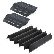 QuliMetal 17.5" Porcelain Steel Flavor Bars and Heat Deflector for Weber Genesis 300 E310 E320 E330 S310 S330 (with Front Control Knobs), Replaces Weber 7620 7621 65505 7622 - Grill Parts America