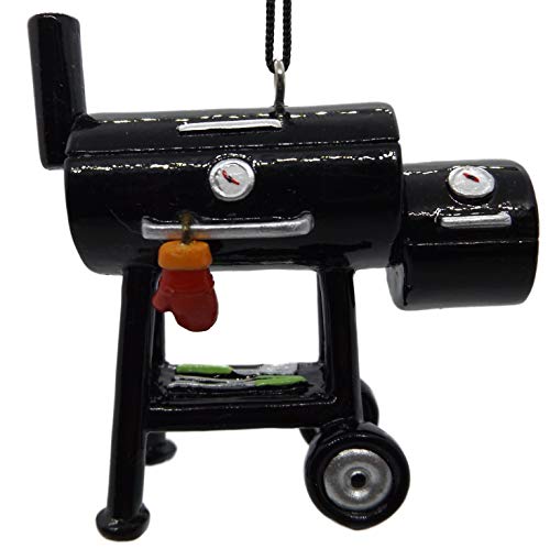 Black BBQ Grill Smoker Cooker with side Burner and Oven Mitt Christmas Tree Ornament - Grill Parts America