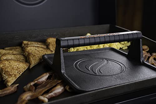 Blackstone XL Griddle Press, 5436, Cast Iron Smooth Grill Meat Press for Crispy Bacon, Evenly Cooked Steak & Healthier Hamburgers – Sandwich Sear Press, Black - Grill Parts America