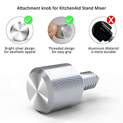 Mixer Thumb Screw Replacement Part, YISH Aluminum Attachment Knob for KitchenAid Bowl-Lift Stand Mixer & Tilt-Head Stand Mixer, Bright Silver - Kitchen Parts America