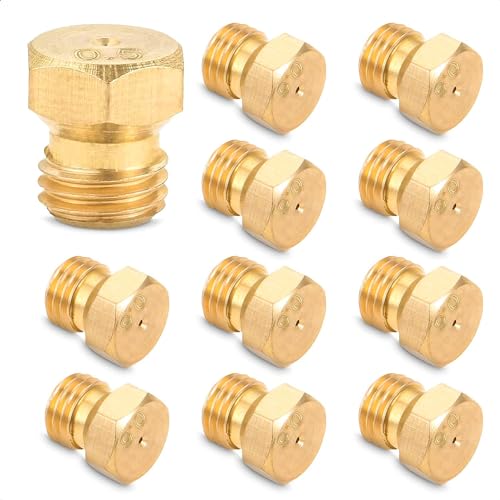 10Pcs Brass Jet Nozzle Propane Orifice Kit - Grill Replacement Parts High Pressure Nozzle Griddle Accessories Kit - Propane Burner Replacement Parts LP Gas Hose Nozzle Conversion Kit - Grill Parts America
