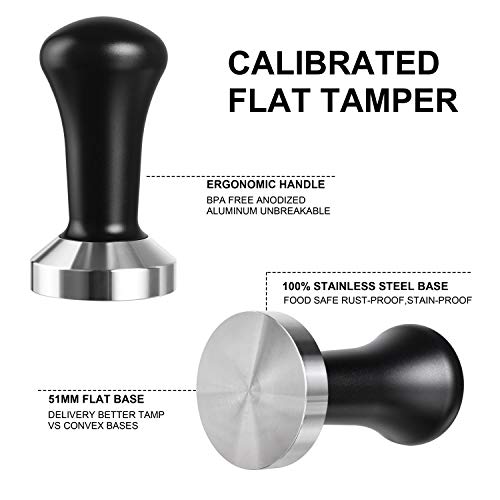 51mm Espresso Tamper, SANTOW Barista Coffee Tamper with Flat Stainless Steel Base – Professional Espresso Hand Tamper - Kitchen Parts America