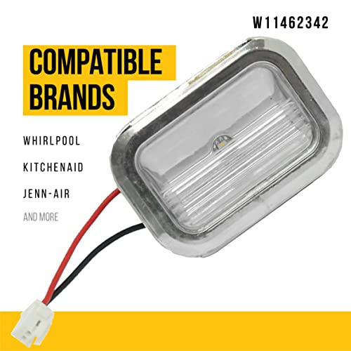 Upgraded W11462342 LED Light Module - Compatible Whirlpool KitchenAid Refrigerator - Replaces AP6989197 W10908166 - Features a Chrome Bezel and White Terminal Block - Easy Home Improvement - Grill Parts America