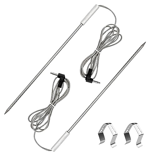 Replacement Meat Probe for Expert Grill Commodore Pellet Grill & Smoker, 3.5mm Plug Thermometer Probe with 2 Pack Probe Clips for Expert Grill Probe Accessories - Grill Parts America