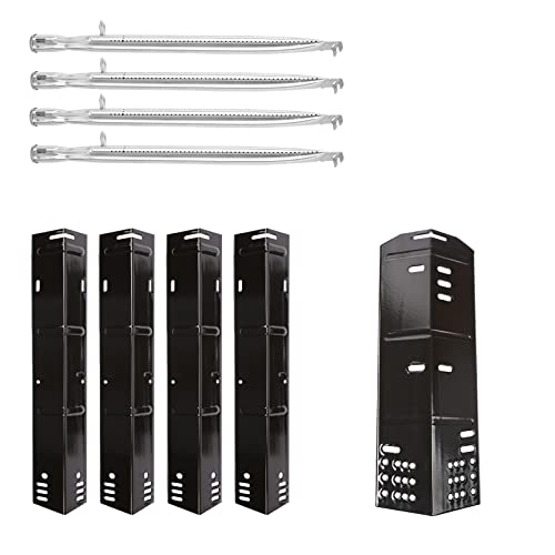 Hisencn Gas Grill Replacement Parts for DGH474CRP, 5 Burner Grill, 4 Burner Tubes and 5 Heat Plates, Stainless Steel Pipe Burner, Porcelain Steel Grill Heat Tent Flavorizer Bars - Grill Parts America