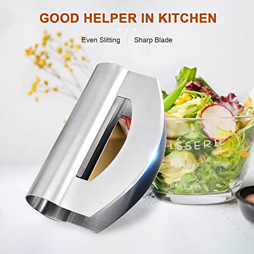 Double Blade Salad Cutter, Stainless Steel Mezzaluna Chopper Knife for  Lettuce, Salad and Vegetable Mincing