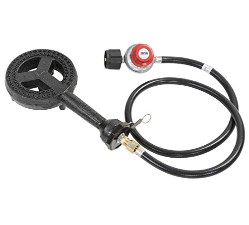 Concord 6" Diameter High Pressure Banjo Jr Burner Head with Brass Orifice and Build in Stand (Burner Head with Regulator Hose) - Grill Parts America