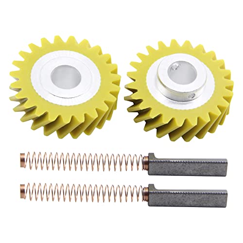 (4 PCS) W10112253 Mixer Worm Gear W10380496 Carbon Brushes Replacement for Whirlpool & KitchenAid Mixers Replace Parts 4162897 4169830 AP4295669 - Kitchen Parts America