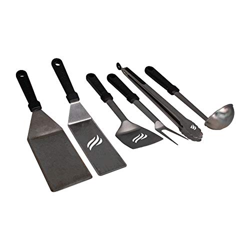 Blackstone 5051 Griddle Accessories Set Heat Resistant 6 Piece Stainless Steel Outdoor Indoor Grilling Utensils Hibachi Tools Kit-16, 16 Inch Tongs, Fork, 16” Ladle, 2 Extra-Long Spatula - Grill Parts America
