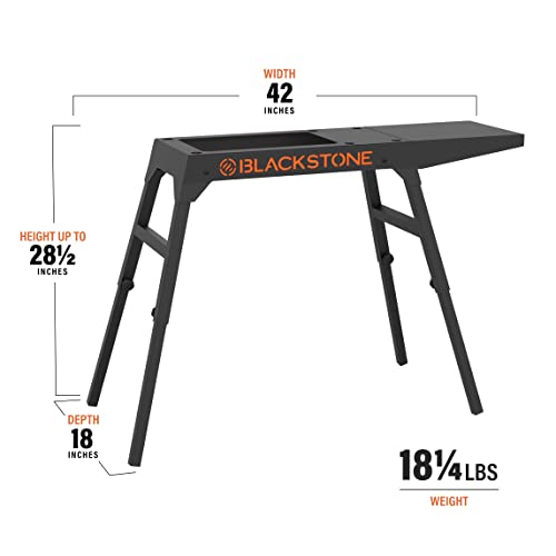 Blackstone Universal Griddle Stand with Adjustable Leg and Side Shelf - Made to fit 17” or 22” Propane Table Top – Perfect Take Along Grill Accessories for Outdoor Cooking Camping (Black) - Grill Parts America