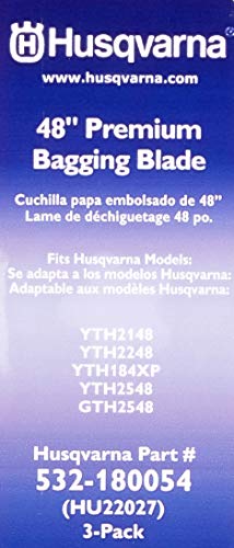 Husqvarna HU22027 48-Inch Premium Hi-Lift Bagging Blade, 3-Pack, Orange - Grill Parts America