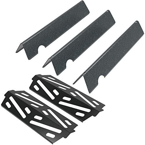 MOASKER 66794/90223 Porcelain Steel Flavorizer Bars and 66684 Heat Deflectors for Weber Genesis II E-210, Genesis II LX E-240 S-240 Grills, Heat Plates Replacement Parts for Weber 66039 66031 - Grill Parts America