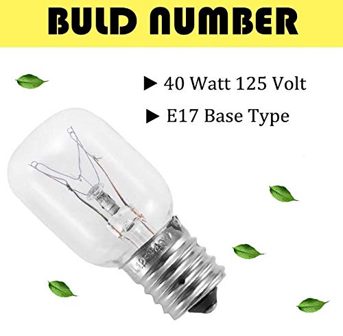Light Bulb for Whirlpool Microwave - Microwave Light Bulb Fits for Whirlpool Maytag GE Amana Over The Range Hood Microwave, Dimmable with 125V 40W E17 Base, Kitchen Night Light, Repalce 8206232A (2) - Grill Parts America