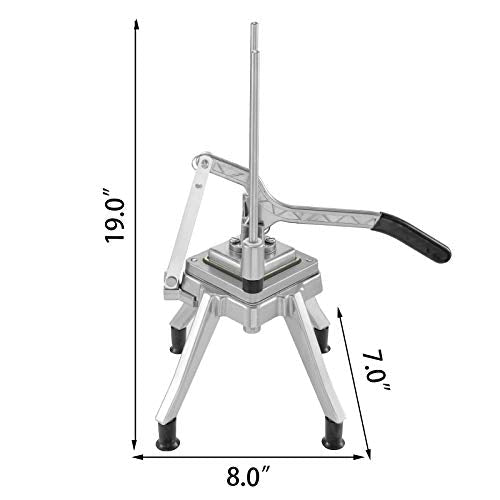 VEVOR Commercial Vegetable Fruit Chopper 3/8″ Blade Professional Food Dicer Kattex French Fry Cutter Onion Slicer Stainless Steel for Tomato Peppers Potato Mushroom Upgrade Style 3/8" - Kitchen Parts America