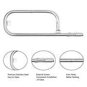 Barbqtime 17 Inch Grill Burner Tube and Cast Iron Cooking Griddle for Weber Q100 Q120 Q1000 Q1200 Baby Q Gas Grill, Stainless Steel Grill Burner Replacement Parts for Weber 41657, 69957, 60040, 6558 - Grill Parts America