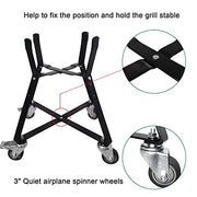 Quantfire Rolling Cart for Kamado Joe Junior 13.5" Grill Stand for Kamado Joe Accessories, Rolling Nest with Heavy Duty Locking Caster Wheels Powder Coated Steel for Smoker Kamado Grill Stand Black - Grill Parts America