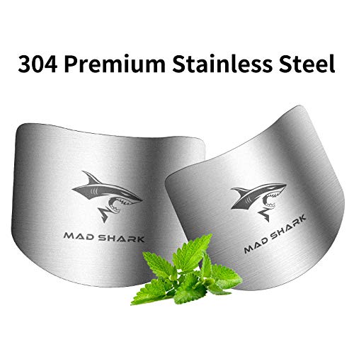 MAD SHARK Chef Finger Guards for Cutting with Gift Box, 2pcs Premium 304 Stainless Steel Finger Protectors for Cutting, Slicing and Chopping Vegetables, Fruits and Meat, Avoid Hurting Kitchen Tools - Grill Parts America