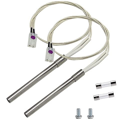 YAOAWE 2 Packs Upgraded Pellet Grill Igniter Replacement for Pit Boss & Camp Chef Smokers, Hot Rod Ignitor Parts Kit with 2pc Fuse, 200W 120V - Grill Parts America