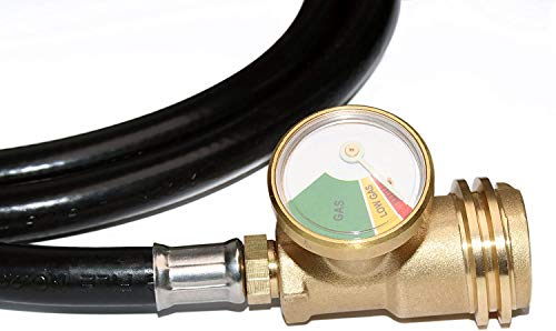 DOZYANT 5 Feet Propane Tank Extension Hose with Gauge -Leak Detector Replacement for Gas Grill, Heater and All Other Propane Appliances, Acme to Male QCC/POL Fittings - Grill Parts America