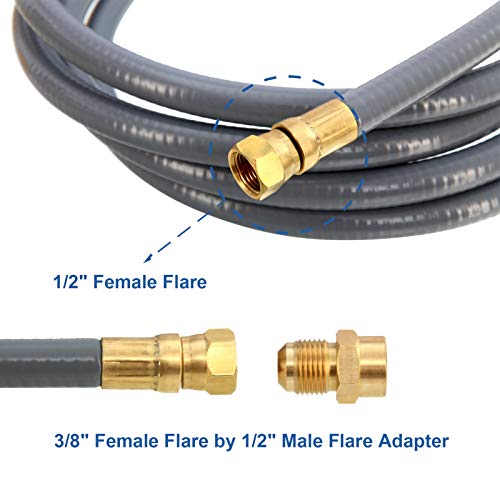 12 Feet 1/2-Inch Natural Gas Hose with Quick Connect Fitting for BBQ, Grill, Pizza Oven, Patio Heater and More NG Appliance, Propane to Natural Gas Conversion Kit - CSA Certified - Grill Parts America